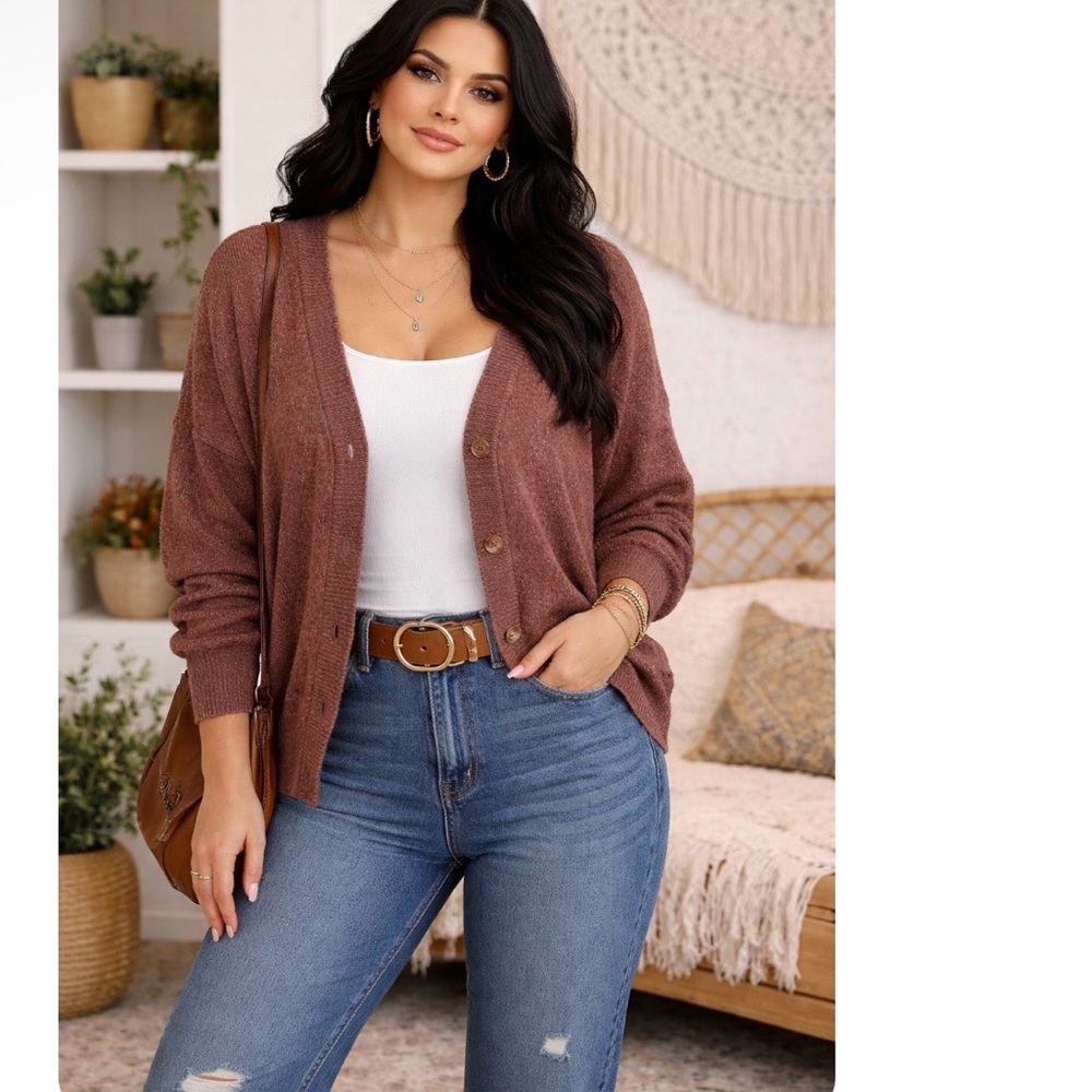 Torrid Warm Brown Cardigan Sweater